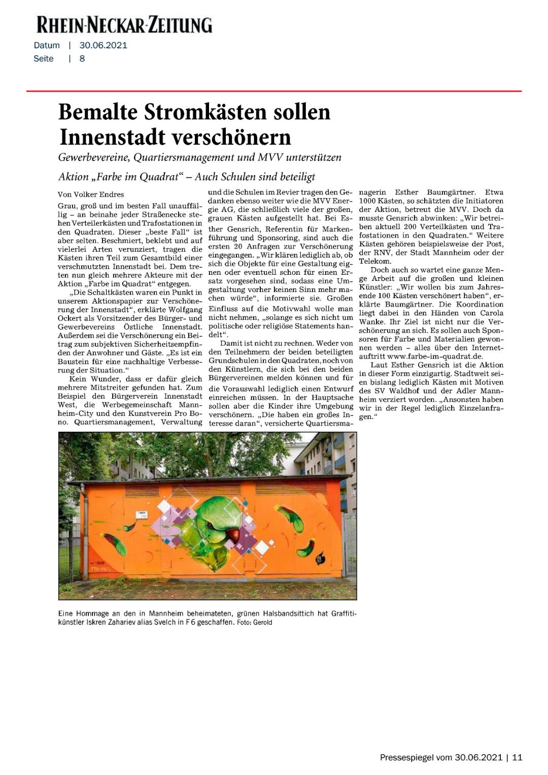 Rhein Neckar Zeitung bemalte Stromksten